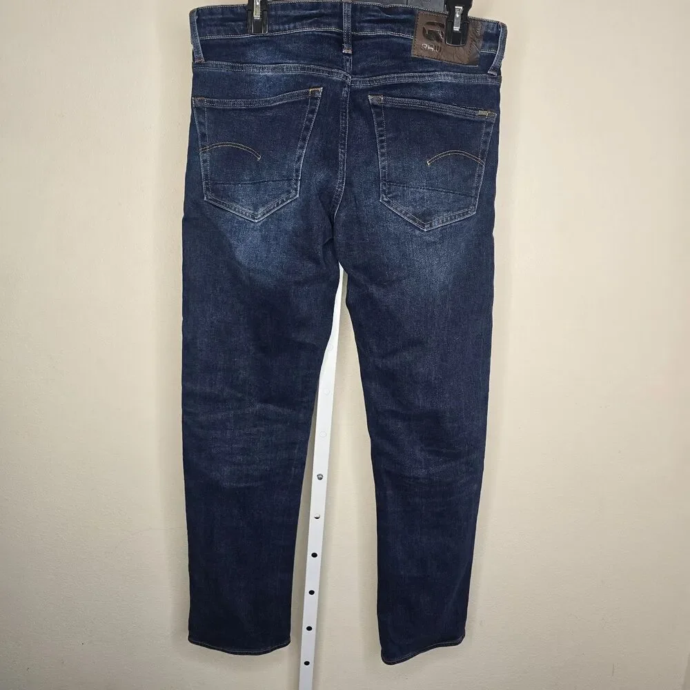 G-STAR Raw Men's 3301 Straight Denim Jeans Med Wash 31x32 (33x31.5) Button Fly